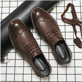 Designer Formal Men Dress Shoes Male Leather Classic Brogue Shoes Flats Oxfords For Wedding Office Business  A53-79