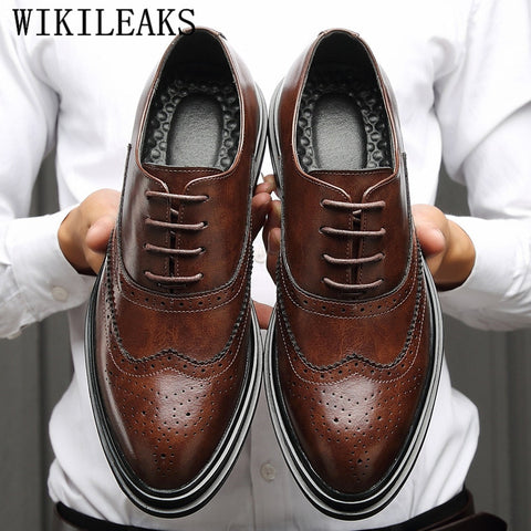 Genuine Leather Shoes Men Formal Shoes Men Oxford Shoes For Men Brogue Shoes Sapato Social Masculino Chaussures Hommes Pointu