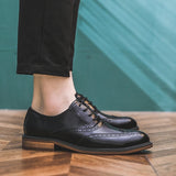 QWEDF High Quality Oxford Shoes Men Brogues Shoes Lace-Up Bullock Business Dress Shoes Male Formal Shoes Plus Size 38-44 F7-86