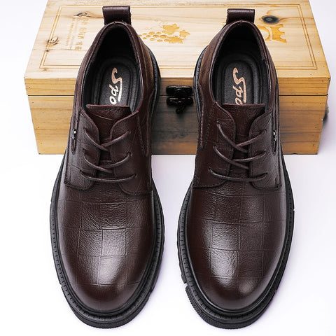 Derbi Business Men Shoes Black Genuine Leather Men Shoes Luxury Brand Mens Wedding Dress Shoes Large Size Lacing Formal Shoe Man