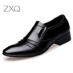 Luxury Brand PU Leather Fashion Men Business Dress Loafers Pointy Black Shoes Oxford Breathable Formal Wedding Shoes