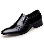 Luxury Brand PU Leather Fashion Men Business Dress Loafers Pointy Black Shoes Oxford Breathable Formal Wedding Shoes